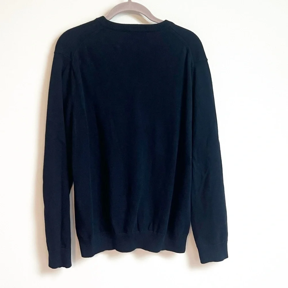 Express Men’s Solid Navy Blue Sweater Cotton Knit Pullover Large Long Sleeves